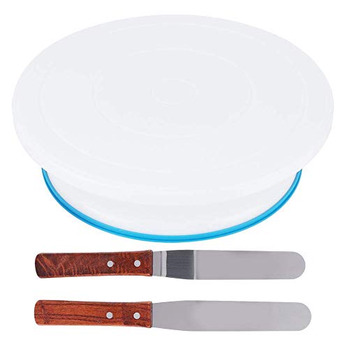 Plato giratorio para tartas con fondo antideslizante, herramienta para decorar tartas, acero inoxidable Máquina para hacer tartas fácil de limpiar para
