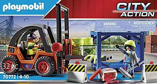 PLAYMOBIL City Action 70772 Carretilla elevadora con carga, A partir de 4 años