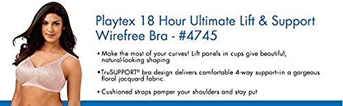 Playtex Womens 18 Hour Ultimate Lift & Support Wirefree Bra (4745B) -White -42DD