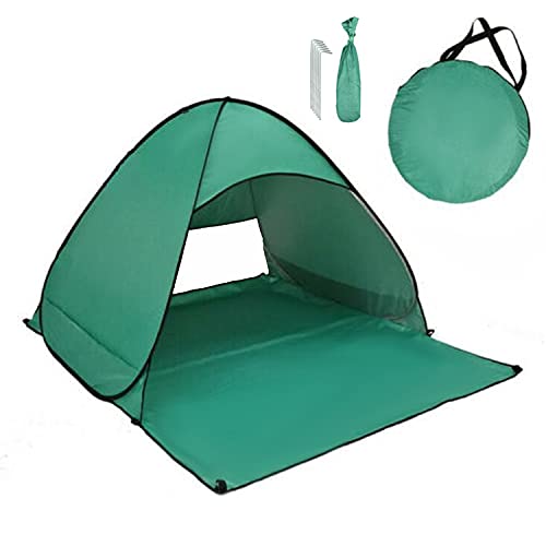 Pop Up Tienda de Playa para 1-3 Personas Anti-UV Protección Solar UPF 50+ Tienda de Playa Portátil para Playa,Jardín, Camping, Viajes, Pesca, Picnic y Deportes al Aire Libre(Verde)