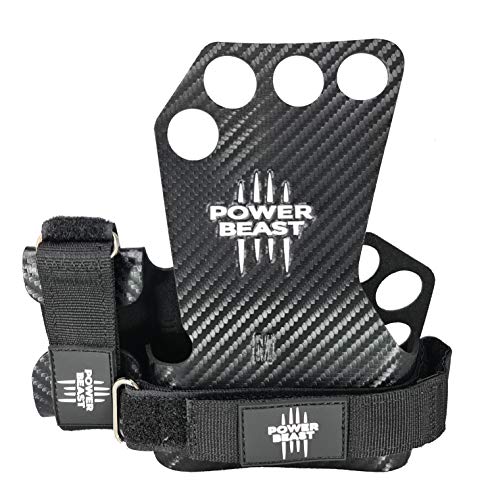 POWER BEAST Calleras para Crossfit | Grips Pro, Guantes Sin Dedos, 4 H, Cuatro Agujeros | Pesas, Gimnasio, Fitness, Calistenia, Musculación, Halterofilia, Dominadas | Protector de Manos. Unisex. (L)