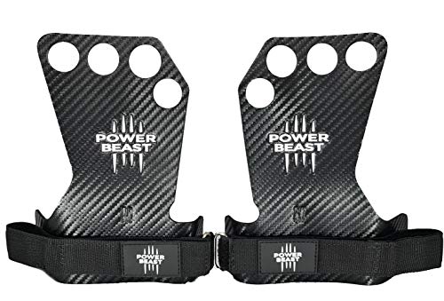 POWER BEAST Calleras para Crossfit | Grips Pro, Guantes Sin Dedos, 4 H, Cuatro Agujeros | Pesas, Gimnasio, Fitness, Calistenia, Musculación, Halterofilia, Dominadas | Protector de Manos. Unisex. (L)