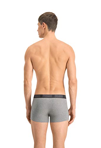PUMA Basic Pack de 2 Calzoncillos, Gris (Dark Grey Melange/Black), S Hombre