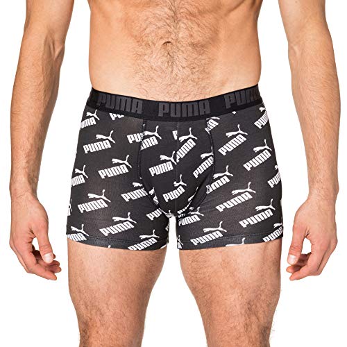 PUMA Men's All-Over-Print Logo Boxer (2 Pack) Ropa Interior, Negro, S para Hombre