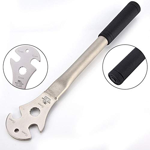 Qiilu Llave de Pedal de Bicicleta, Ciclismo 35 cm Herramienta de aleación de Acero de Mango Largo extendido Llave Pedal de Bicicleta Inglesa Herramientas reparación con Ranuras de 15 mm