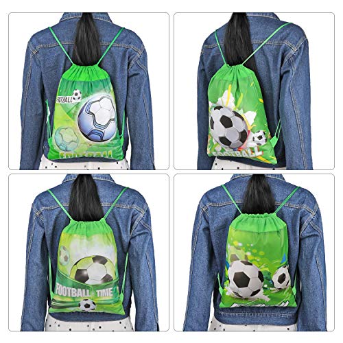 Qpout Bolsas de fútbol 12 Piezas Bolsas con cordón Mochila de fútbol Niños Fiesta de cumpleaños Favores Suministros Bolsas de Regalos para niños Niñas Niños pequeños