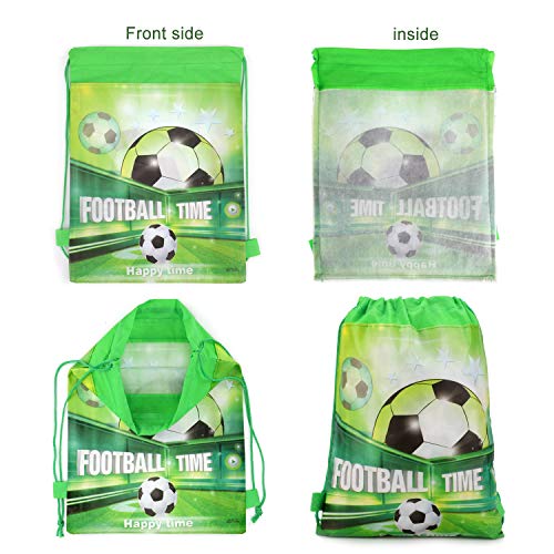 Qpout Bolsas de fútbol 12 Piezas Bolsas con cordón Mochila de fútbol Niños Fiesta de cumpleaños Favores Suministros Bolsas de Regalos para niños Niñas Niños pequeños