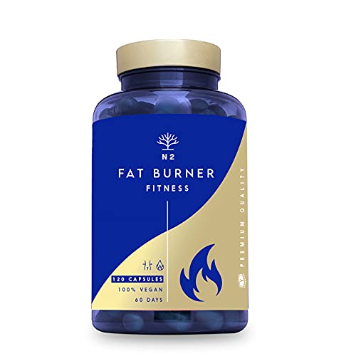 Quemagrasas Natural Termogénico Adelgazante Fat Burner Supresor de Apetito Ingredientes 100% Naturales 120 Cápsulas Vegetal. quema grasas pre entreno. VEGANO Fabricado en CE. N2 Natural Nutrition
