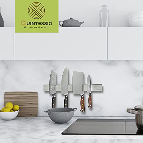 QUINTESSIO - Barra magnética para pegar o taladrar - Barra magnética de acero inoxidable de 40 cm - Fácil instalación - Barra magnética para cuchillos - Soporte magnético para cuchillos