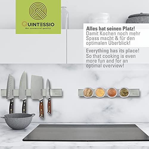 QUINTESSIO - Barra magnética para pegar o taladrar - Barra magnética de acero inoxidable de 40 cm - Fácil instalación - Barra magnética para cuchillos - Soporte magnético para cuchillos