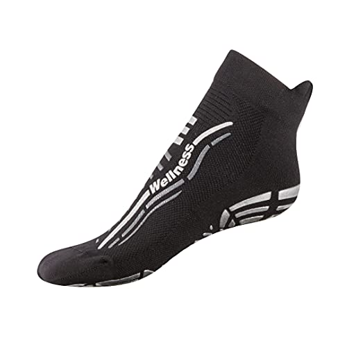R-Evenge - Calcetín deportivo técnico para todas las actividades en el gimnasio, pilates, yoga, gimnasia postural, trx, crossfit, calistagenis, antideslizante Nero/Silver 34/37 EU