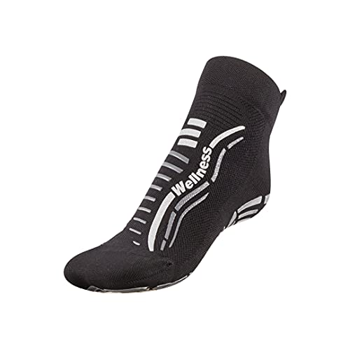 R-Evenge - Calcetín deportivo técnico para todas las actividades en el gimnasio, pilates, yoga, gimnasia postural, trx, crossfit, calistagenis, antideslizante Nero/Silver 34/37 EU