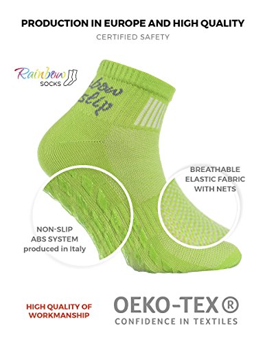 Rainbow Socks - Hombre Mujer Deporte Calcetines Antideslizantes ABS de Algodón - 1 Par - Naranja - Talla 42-43