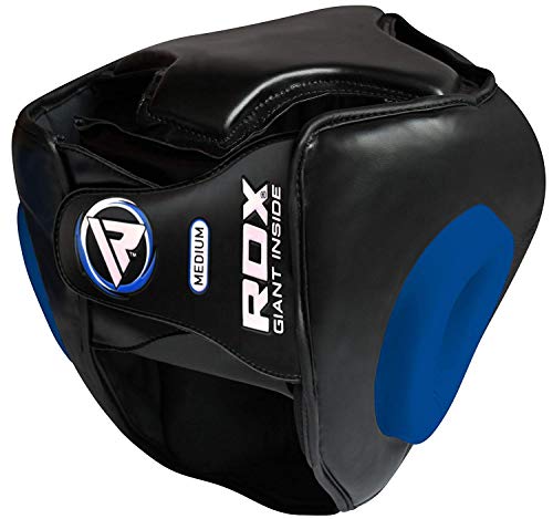 RDX Cascos Boxeo MMA Kick Boxing Entrenamiento, Maya Hide Cuero Headgear con Rejilla Facial Extraíble, Profesional Casco Protector para Muay Thai Sparring Grappling Taekwondo Karate, Hombre Mujere