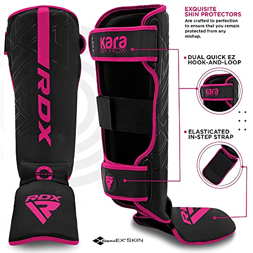 RDX Espinilleras Kick Boxing Muay Thai MMA Protección, Maya Hide Cuero Kara Espinilla Empeine Artes Marciales Entrenamiento Boxeo Sparring BJJ Kárate y Combate Training Pierna Protector