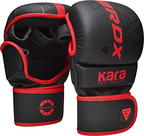 RDX Guantes MMA para Artes Marciales Grappling Entrenamiento, Maya Hide Cuero Kara Sparring Guantillas Lucha Muay Thai Kickboxing Krav Maga y Combate Training