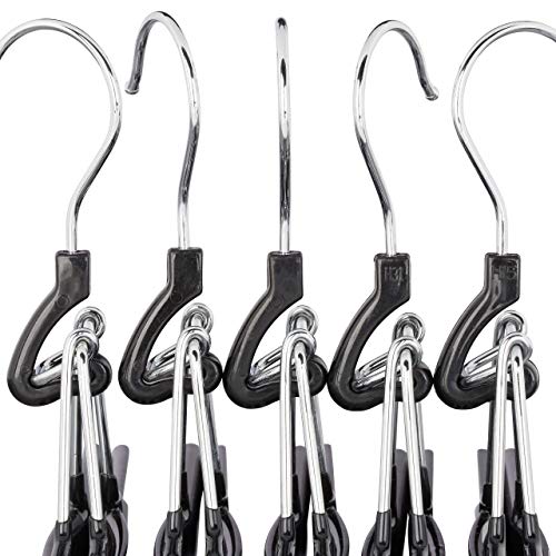 Relaxdays Pack de 20 Perchas Pantalones y Faldas, Metal y PVC, Negro, 15.8 x 26 x 3 cm