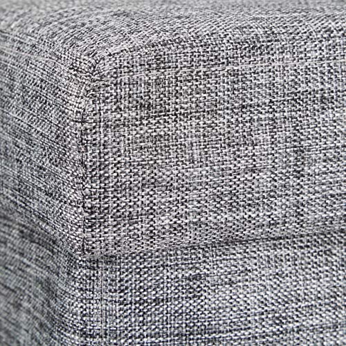 Relaxdays Taburete plegable, Reposapiés, Lino, 38x38x38 cm, Gris