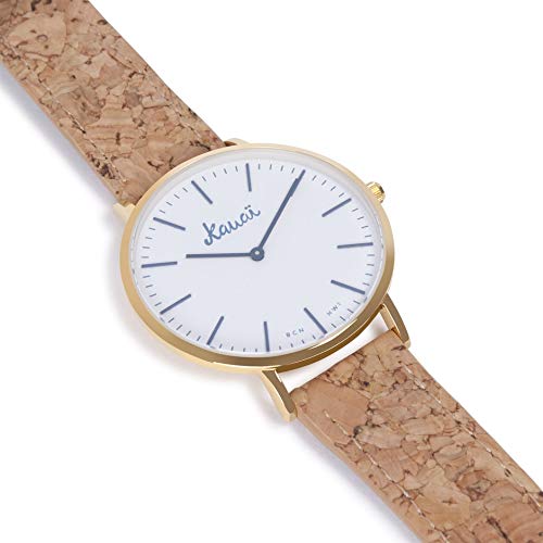 Reloj de Mujer Minimalista con Correa Corcho | Chapado en Oro | 38mm | Correa Vegana de Corcho Reciclado | Reloj Unisex