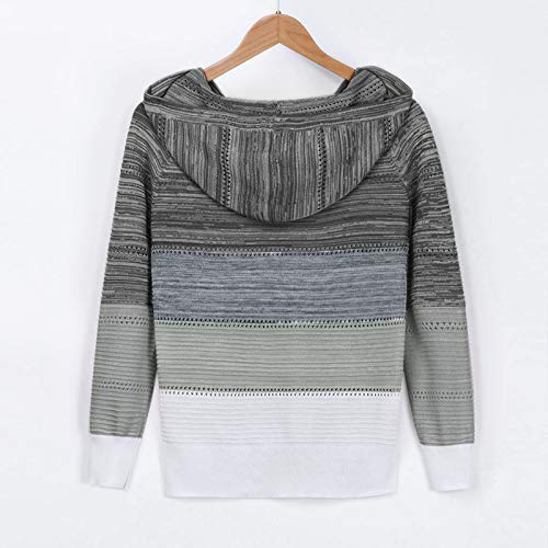 riou Sudaderas Mujer con Capucha Jersey Sweatshirt Talla Grande Suéter Cardigan Manga Larga Otoño Invierno Hoodie Tejido de Punto Tops Pullover S-5XL