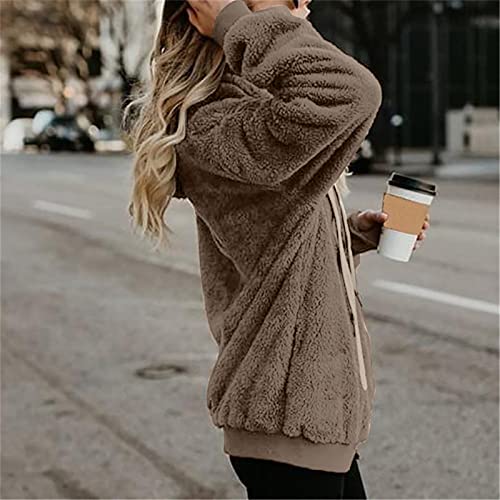 riou Sudaderas Mujercon Capucha Baratas Otoño Invierno Chaqueta Jersey Felpa Hoodie Suelto Color Sólido Suéter Suave y Confortable Pullover Manga Larga Abrigo Cálido Talla Grande 2021