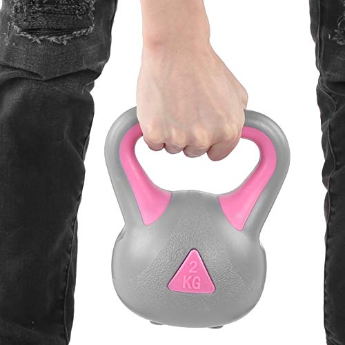 RiToEasysports Kettlebell de Entrenamiento con Pesas Rusas de 2 kg para Levantamiento de Pesas, Entrenamiento básico para Mujeres y Hombres(Rosa Gris)