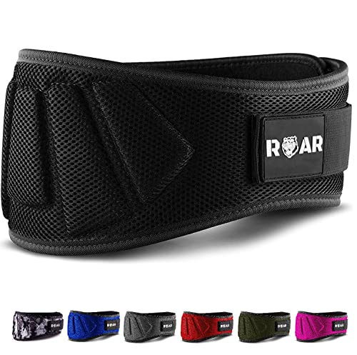 Roar® Cinturón musculación para Entrenamiento de Levantamiento de Peso Powerlifting Halterofilia Pesas Gimnasio (Negro,XS)