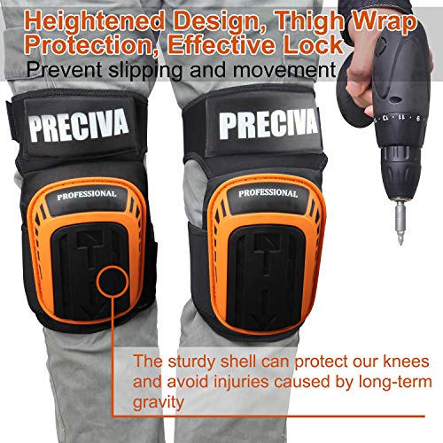 Rodilleras de trabajo Preciva Rodilleras Profesionales para el Trabajo, Almohadillas de Gel de precisión para la Rodilla, para la construcción, jardinería, con Fuertes Correas Dobles y fácil fijación