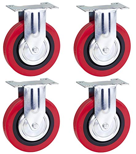 Ruedas fijas de poliuretano de 125 mm (PU) – Heavy Duty – Ruedas para muebles, electrodomésticos y equipos de Bulldog Castors – Máximo 500 kg por juego