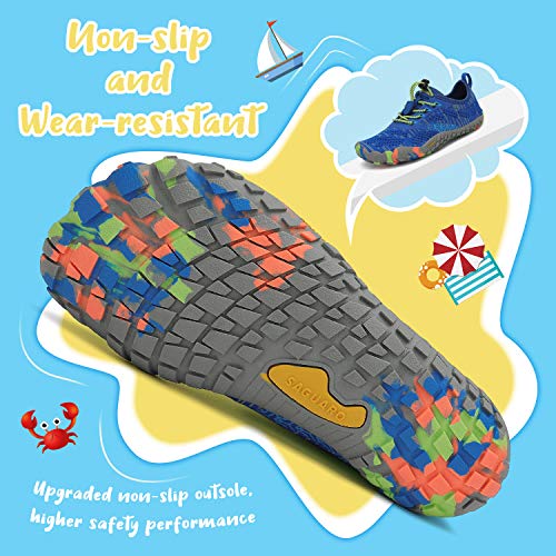 SAGUARO Calzado Descalzos Niños Zapatillas de Trail Niñas Transpirables Minimalistas Zapatos de Deporte Antideslizantes Fitness Correr en Asfalto Barefoot Zapatillas Senderismo Exterior Azul 26 EU
