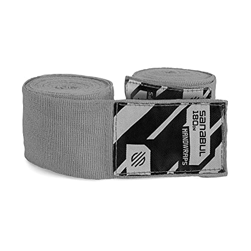Sanabul Vendas Elásticas Profesionales De 450cm para Boxeo Kickboxing Muay Thai MMA (Plateadas, 450cm)