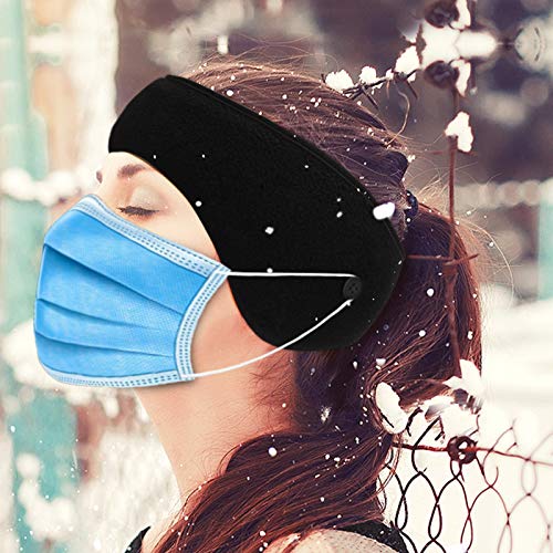 SAVITA 2 Piezas Stretchy Winter Headband Térmico Diadema Invierno Calentador de Orejas para Hombres Mujeres Corriendo Deporte (Negro, Gris)