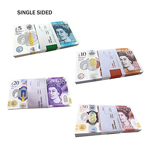Scratch Cash Mini Bundle Libras Esterlinas para Jugar – 100 Billetes - 4 fajos de 25 x £ 5, 10, 20, 50.