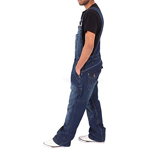 SCYDAO Jeans Mens Dununares Denim Bib Overlins Dungarees Monos Correas Ajustables,Dark Blue,3XL