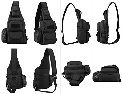 Selighting Mochila Cruzada Hombre Bolsa de Hombro Bandolera Mochila de Pecho Estilo Militar Sling Mochila Frontal Bolso Messenger para Usar al Aire Libre Camping Ciclismo Excursionismo (Negro)