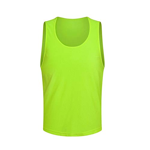 Senston 12X Chaleco de Entrenamiento de Malla Transpirable/Camisetas de Marcador Baloncesto/fútbol para jóvenes y Adultos artículos Deportivos de Equipo Entrenamiento,Verde Fluorescente,S