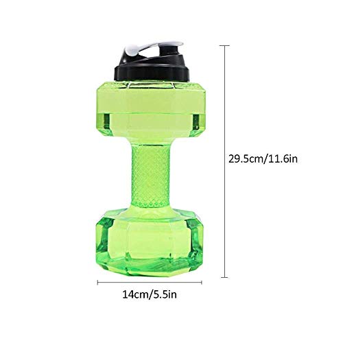 Shanyaid Bolsa de Agua Gym Dumbbell Kettle Sports Bottle 2.2 LDumbbells Large Water Bottle Sports Running Fitness Kettle Gym Water Bottle Cage Botella de Agua Deporte Combinación (Color : Green)