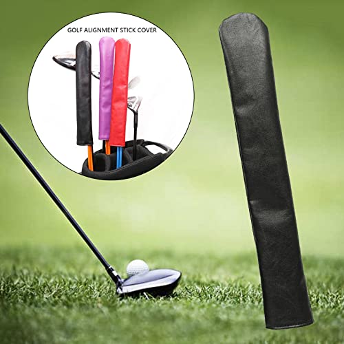 Sharplace Cubierta de Palo de alineación de Golf Soporte de Barra Soporte de Varillas Cubierta de Cuero para Cabeza de Golf - Negro