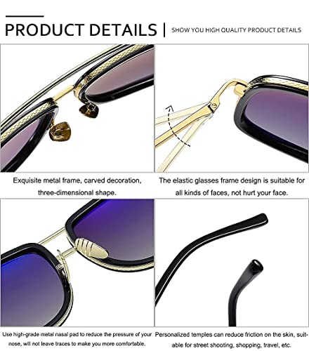 SHEEN KELLY Retro Vintage Baratas para Mujer y Hombre Marco de metal Grandi gafas de sol Metal Pilotos Espejo