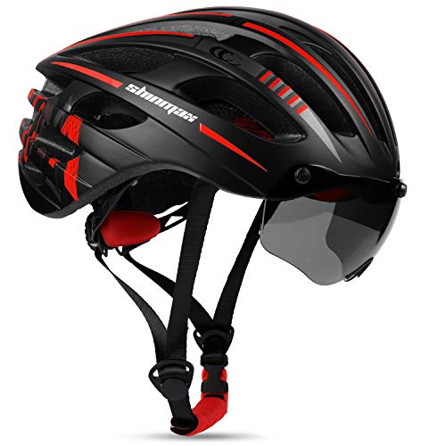 Shinmax Casco Bicicleta Adulto Casco Bici con USB luz Pegatina Luminosa Certificado CE Casco Bicicleta Mujer Hombre con Visera Magnética Casco Bici para Montaña Ciclismo Carretera 57-62CM(RC-049)