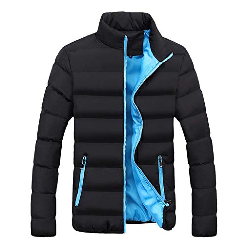 SHOBDW Hombres Abrigo Talla Extra Manga Larga Top Invierno Cálido Deporte Slim Fit Grueso Burbuja Casual Cazadora Cazadora de Solapa Parka Prendas de Abrigo Escudo de Gran tamaño(Azul,3XL)