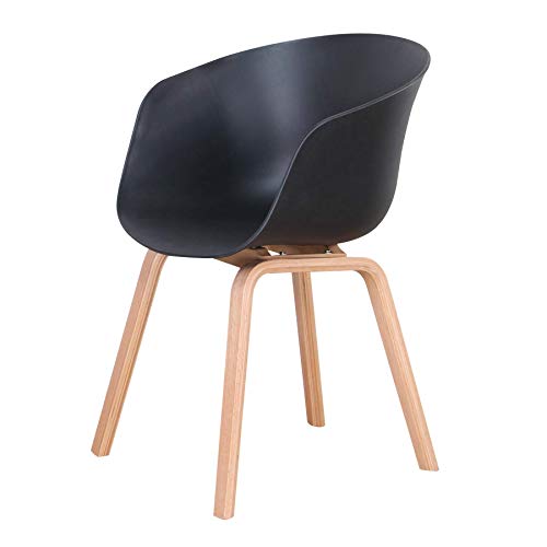 Sillas Comedor Pack 4 ,Sillas Comedor Madera Pata de Madera Silla para Cocina, Restaurante, Comedor-Silla Gris (Negro-4 Sillas)