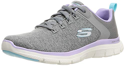 Skechers Flex Appeal 4.0 Brilliant View, Zapatillas Mujer, Gris (Gray/Lavender), 37 EU