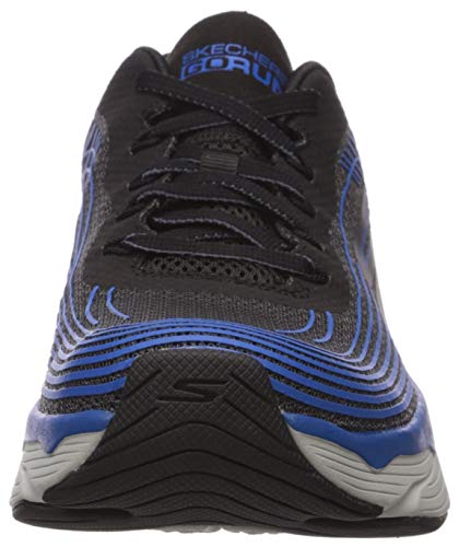 Skechers MAX Cushioning Elite-Brilliant, Sneaker Hombre, Black Black Textile Blue Synthetic Trim Bkbl, 42.5 EU