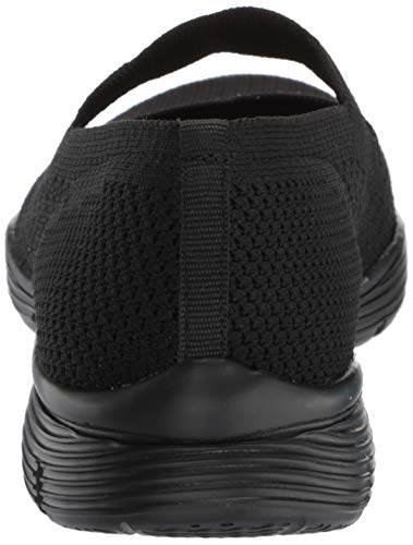Skechers Seager-Power Hitter, Merceditas Mujer, Black Flat Knit, 38 EU