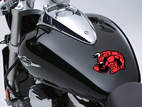 SkinoEu® 2 x PVC Pegatinas Laminadas Adhesivos Toro Rojo Fitness Gym Musculos Decoración Etiqueta para Motocycletas Autos Coches Ciclomotores Bicicletas Ordenador Portátil Regalo B 153