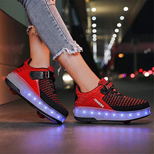 SkybirdUK 7 colores que cambian de rodillos Led zapatos del patín para Unisex-niños 3.5 Reino Unido Negro
