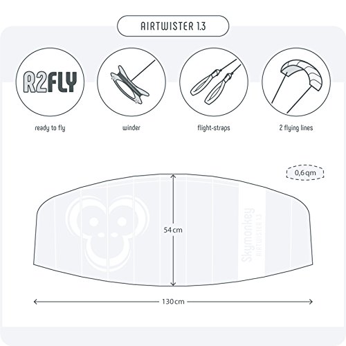 Skymonkey Airtwister 1.8 Cometa acrobática con lazos de vuelo "Ready 2 Fly"- 180 cm [verde-amarillo]