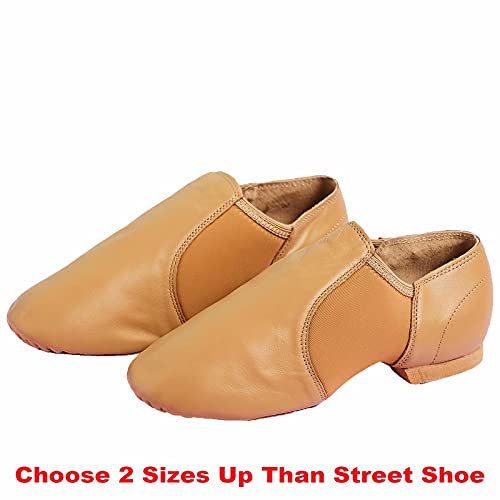 s.lemon Zapatillas de Jazz Cuero Genuino Suela Partida Zapato de Jazz para Mujer Hombre Beige 41