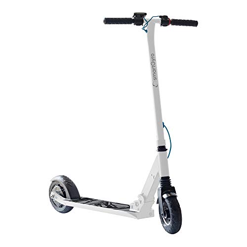 SmartGyro Xtreme XD - Patín eléctrico para niños y jóvenes, ruedas 8", 3 velocidades, plegable, ligero y manejable, autonomía de 18 Km, batería litio, freno eléctrico, Scooter, luces traseras, Blanco